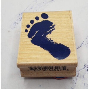 Newborn Baby Left Foot Print Inkadinkado Wood Mounted Rubber Stamp 4547 P